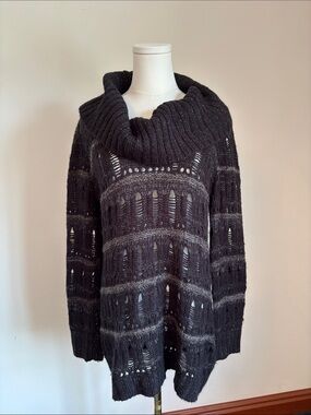 Motherhood Black Open-Knit Cowl Neck Sweater
